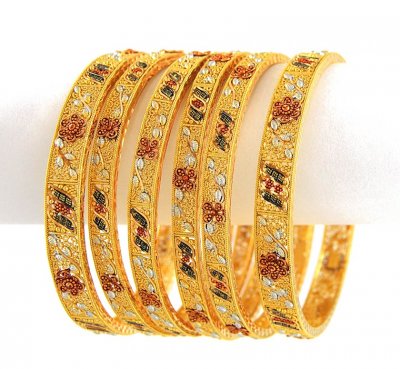 Multi Tone Bangle (set of 6) ( Set of Bangles )