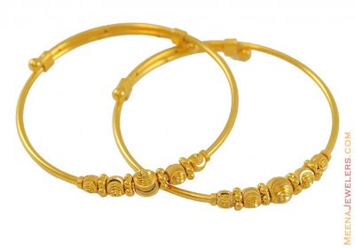 Yellow Gold Kids Bangles(set of 2) ( Baby Bangles )