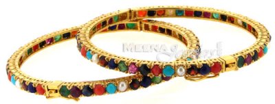 22 Kt Gold Navratan Bangles ( Precious Stone Bangles )