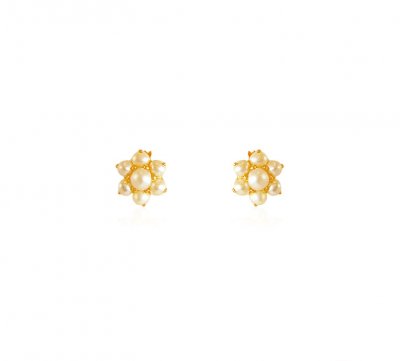 Pearl Earrings 22k Gold ( Precious Stone Earrings )