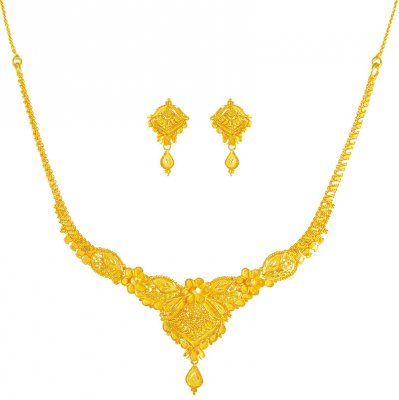 22Kt Gold Necklace Earring Set ( 22 Kt Gold Sets )