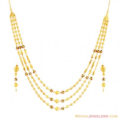 Gold Layered Chain Meena Set ( 22 Kt Gold Sets )