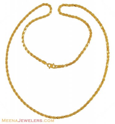 22K Gold Rope Chain (22 inch) ( Men`s Gold Chains )