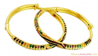 Fancy Meena Baby Bangles (2 pc) 22k ( Baby Bangles )