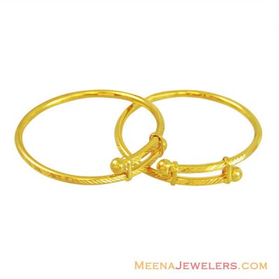 22K Baby Pipe Bangles (2 Pcs) ( Baby Bangles )