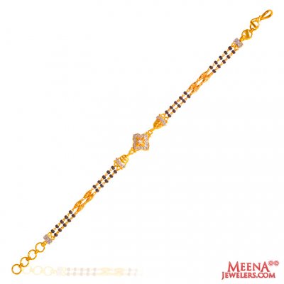 22 Kt Gold Black Beads CZ Bracelet ( Ladies Bracelets )