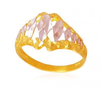 22K Gold Two Tone Ring ( Ladies Gold Ring )