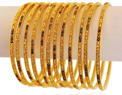 22K Meenakari Bangles Set 12PC ( Set of Bangles )