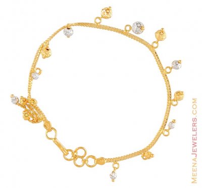 22K Gold Two Tone Bracelet ( Ladies Bracelets )