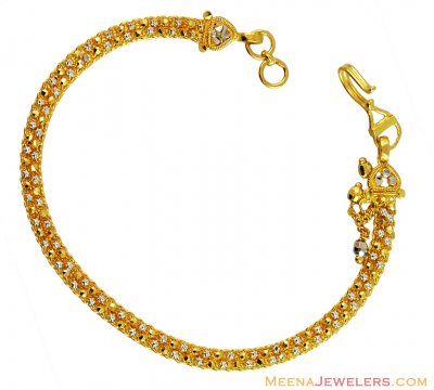 Fancy 2 Tone Filigree Bracelet 22k  ( Ladies Bracelets )