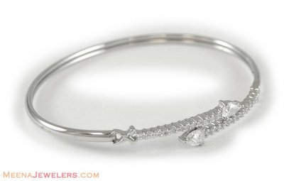 White Gold Bangle with Signity ( Stone Bangles )