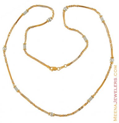 22K Gold Two Tone Chain ( 22Kt Gold Fancy Chains )