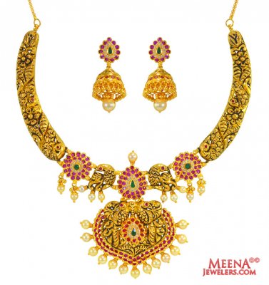 Indian Gold Set (22 karat) ( Antique Necklace Sets )