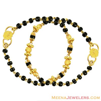 22k Kids Mania(2 Pcs) ( Black Bead Bracelets )