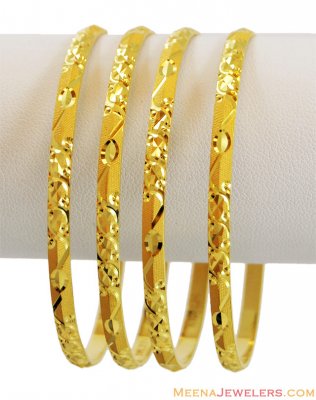 22K Machine Laser Bangles (2 pcs) ( Set of Bangles )