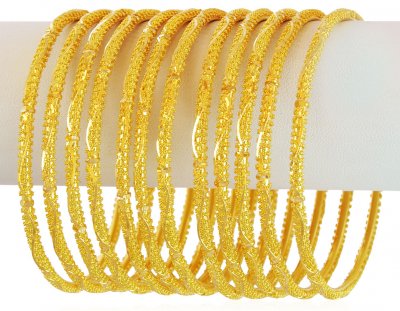 22K Gold Bangles Set (12Pcs) ( Set of Bangles )