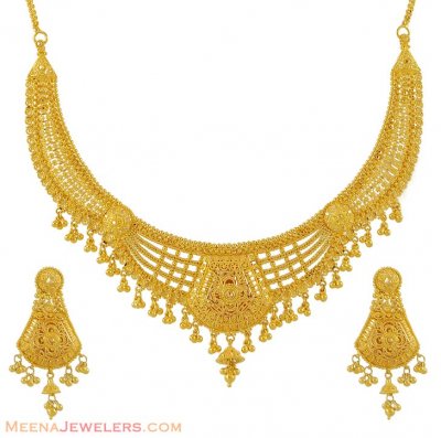 22K Gold Designer Necklace Set ( 22 Kt Gold Sets )