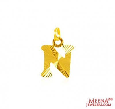 22Kt Gold Initial Pendant (N) ( Initial Pendants )