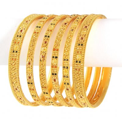 22Kt Meenakari Bangles Set ( Set of Bangles )