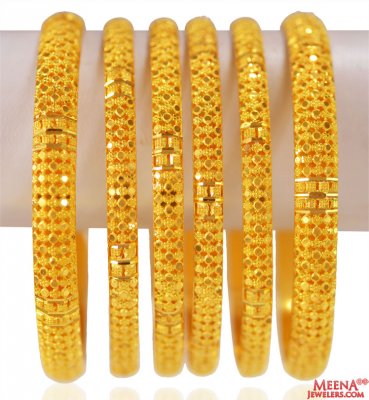 22K Gold Bangles Set of 6 ( Set of Bangles )