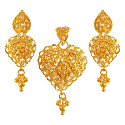 22kt Gold Two Tone Pendant Set ( Gold Pendant Sets )