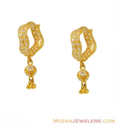 22k Designer CZ Clip On Earrings ( Clip On Earrings )