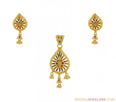 22k Meenakari Pendant Set ( Gold Pendant Sets )