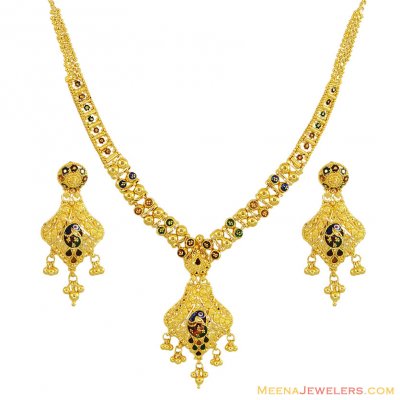 22K Peacock Necklace Set ( 22 Kt Gold Sets )