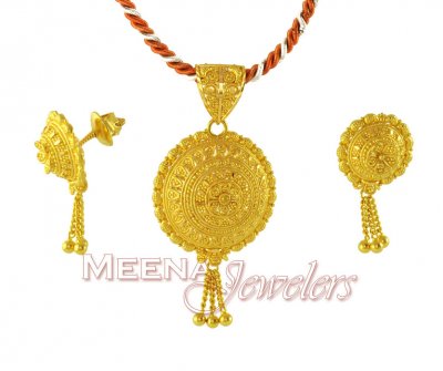 22Kt Gold Filigree Pendant ( Gold Pendant Sets )