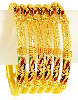 22 Karatt Gold Meena Bangles 2 PCs ( Set of Bangles )