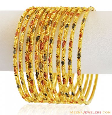 Beautiful Three Tone Bangles 22K ( Set of Bangles )