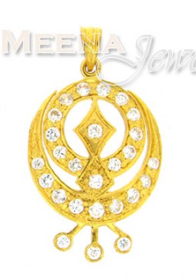 22 Kt Gold Khanda Pendant ( Khanda Pendants )