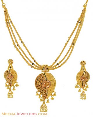 22k Meenakari Polki Necklace Set ( Antique Necklace Sets )