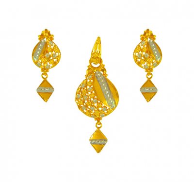 22 K Gold Rhodium Pendant Set ( Gold Pendant Sets )