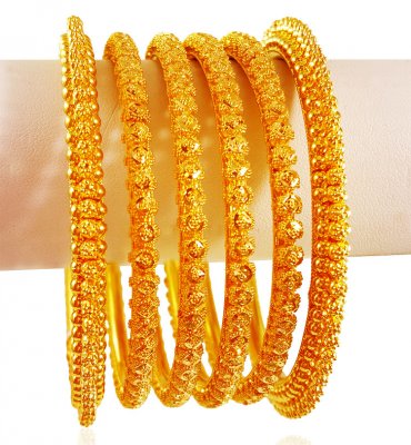 22KT Gold Bangles Set (6 PCs) ( Set of Bangles )