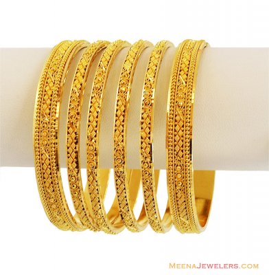 22k Fancy Filigree Bangles Set ( Set of Bangles )