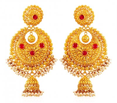 22Kt Gold Chand bali with Jhumki ( Exquisite Earrings )