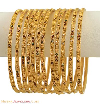 Indian Gold Bangles Set (12 Pcs) ( Set of Bangles )