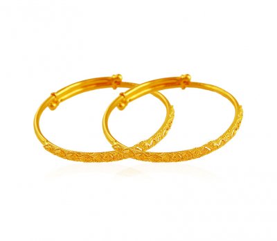 22k Fancy Gold Baby Kadas(Pair) ( Baby Bangles )