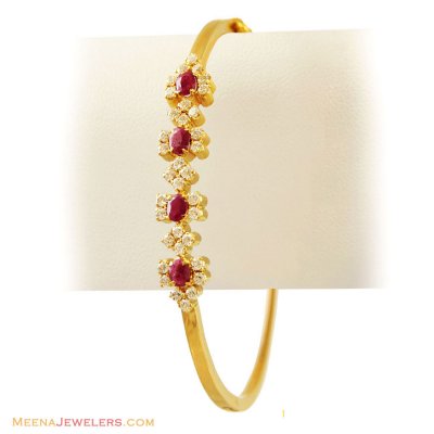 22k Ruby,CZ Stones Kada ( Precious Stone Bangles )