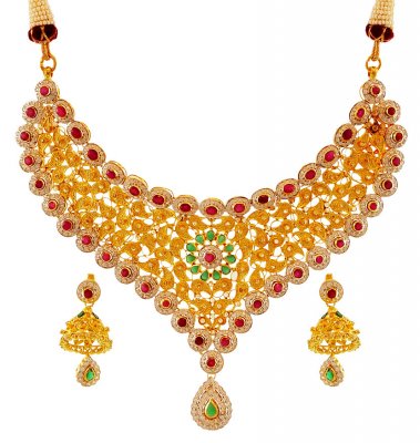 22K Gold Antique Set ( Antique Necklace Sets )