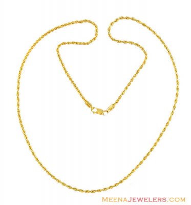 22K Hollow Rope Chain (18 Inches) ( Plain Gold Chains )