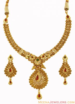 Exclusive Antique Gold Necklace Set ( Antique Necklace Sets )