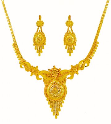 22K Necklace Earring Set ( 22 Kt Gold Sets )