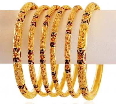 Meenakari Gold Bangles Set ( Set of Bangles )