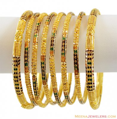 Indian Gold Meenakri Bangles(8 PC) ( Set of Bangles )