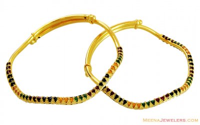 22K Wavy Meenakari Bangles (2 Pcs) ( Baby Bangles )