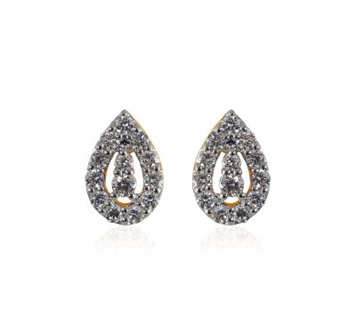 18K Gold Diamond Earring for Ladies ( Diamond Earrings )