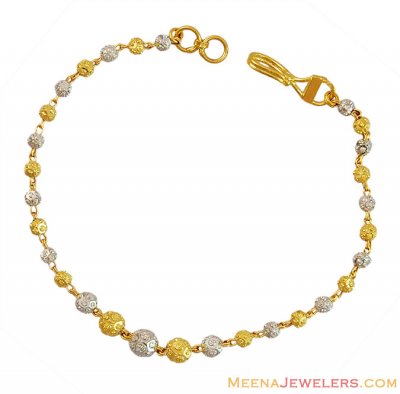 22K Gold Balls Two Tone Bracelet ( Ladies Bracelets )