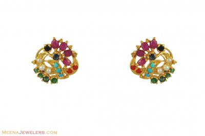 22K Gemstone Earrings ( Precious Stone Earrings )